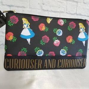 Loungefly Alice and Wonderland Floral Pansies Curiouser Travel Zip Pouch Bag New